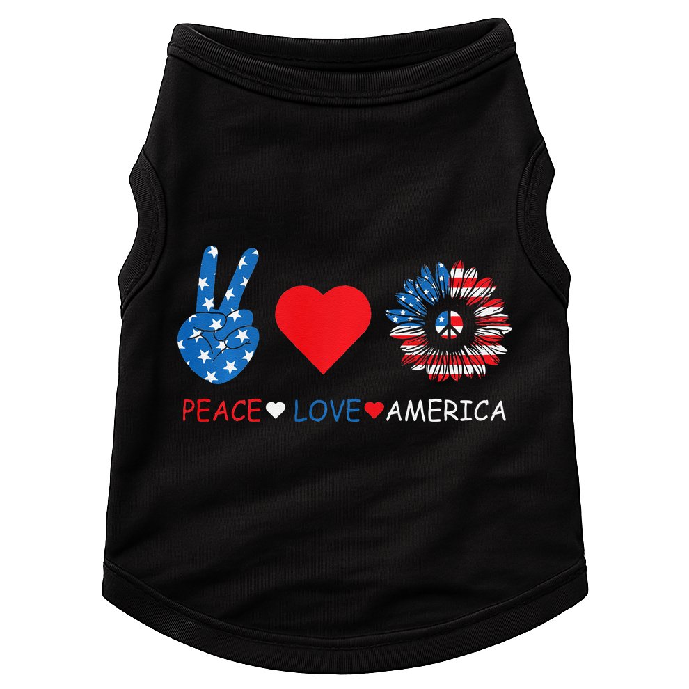 Peace Love America July 4th Doggie Tank