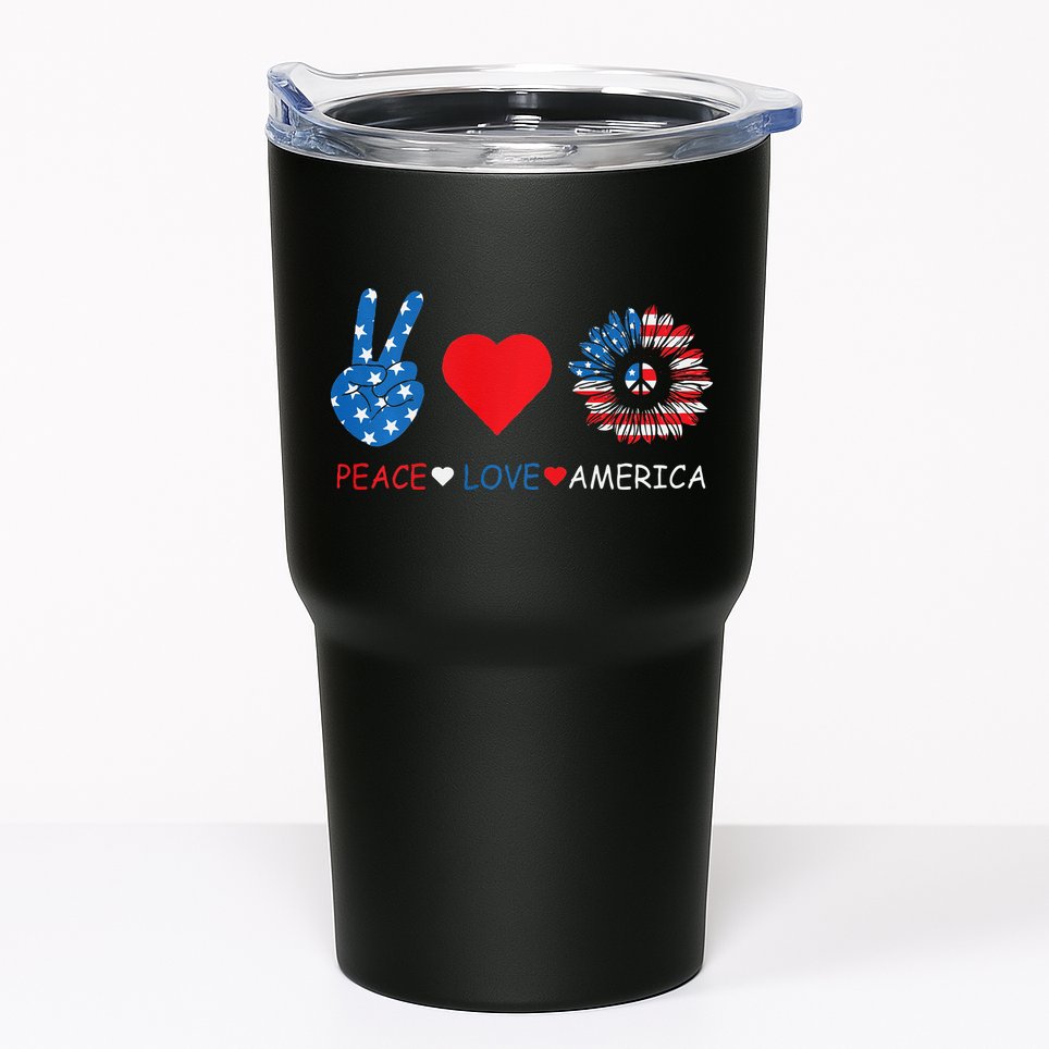 Peace Love America July 4th Tumbler