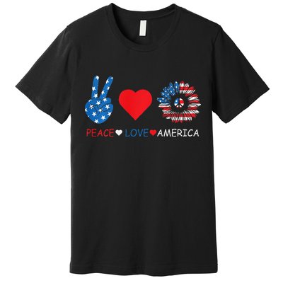 Peace Love America July 4th Premium T-Shirt