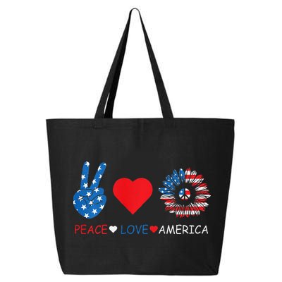 Peace Love America July 4th 25L Jumbo Tote