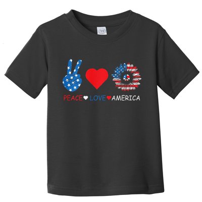 Peace Love America July 4th Toddler T-Shirt
