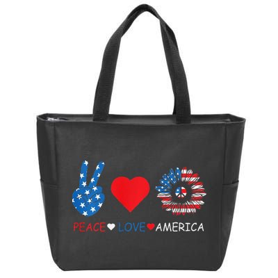 Peace Love America July 4th Zip Tote Bag