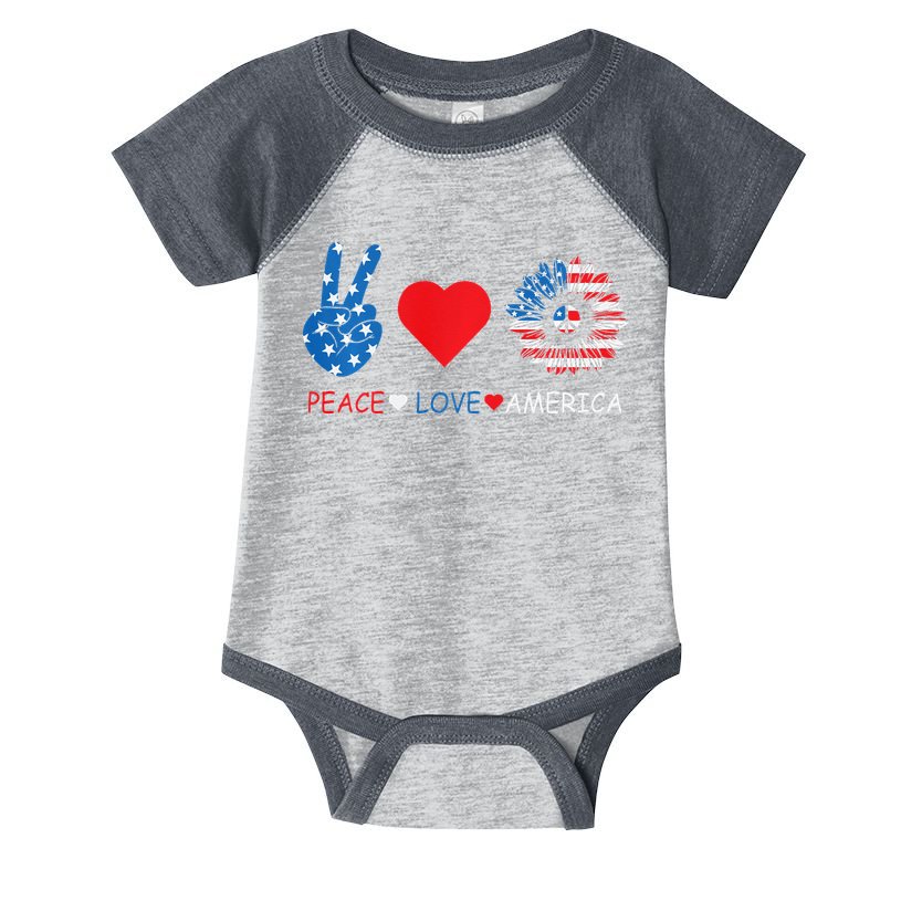 Peace Love America July 4th Infant Baby Jersey Bodysuit