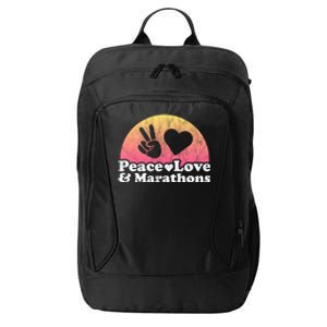 Peace Love And Marathons Marathon Great Gift City Backpack