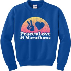 Peace Love And Marathons Marathon Great Gift Kids Sweatshirt