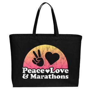 Peace Love And Marathons Marathon Great Gift Cotton Canvas Jumbo Tote