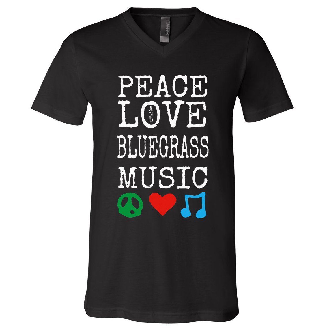 Peace Love And Bluegrass Music Bluegrass V-Neck T-Shirt