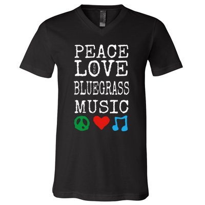 Peace Love And Bluegrass Music Bluegrass V-Neck T-Shirt