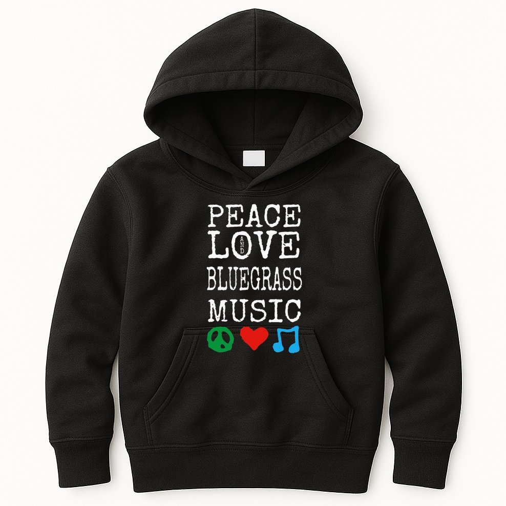 Peace Love And Bluegrass Music Bluegrass Kids Hoodie