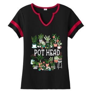 Plant Lover And Gardener Pot Head Succulent Ladies Halftime Notch Neck Tee