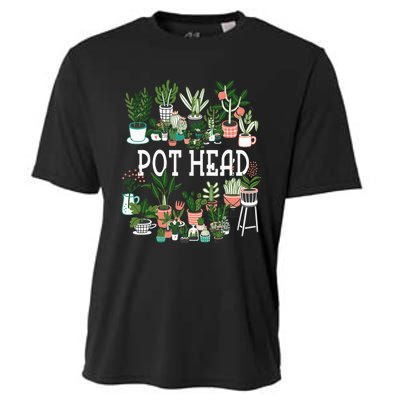 Plant Lover And Gardener Pot Head Succulent Cooling Performance Crew T-Shirt