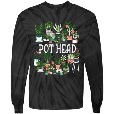 Plant Lover And Gardener Pot Head Succulent Tie-Dye Long Sleeve Shirt