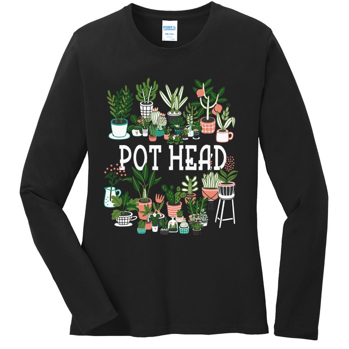 Plant Lover And Gardener Pot Head Succulent Ladies Long Sleeve Shirt