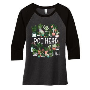 Plant Lover And Gardener Pot Head Succulent Women's Tri-Blend 3/4-Sleeve Raglan Shirt