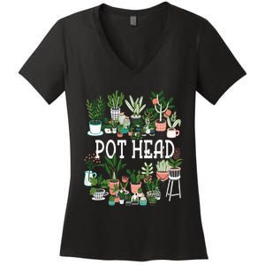 Plant Lover And Gardener Pot Head Succulent Women's V-Neck T-Shirt