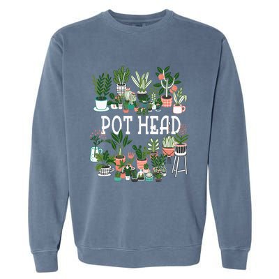 Plant Lover And Gardener Pot Head Succulent Garment-Dyed Sweatshirt