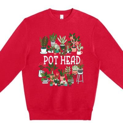 Plant Lover And Gardener Pot Head Succulent Premium Crewneck Sweatshirt