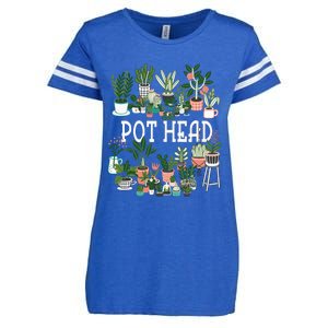 Plant Lover And Gardener Pot Head Succulent Enza Ladies Jersey Football T-Shirt