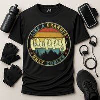 Poppy Like A Grandpa Only Cooler Funny Dad Poppy Fathers Day Cooling Performance Crew T-Shirt