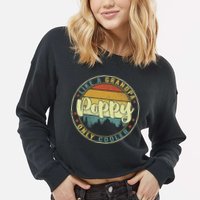 Poppy Like A Grandpa Only Cooler Funny Dad Poppy Fathers Day Cropped Pullover Crew