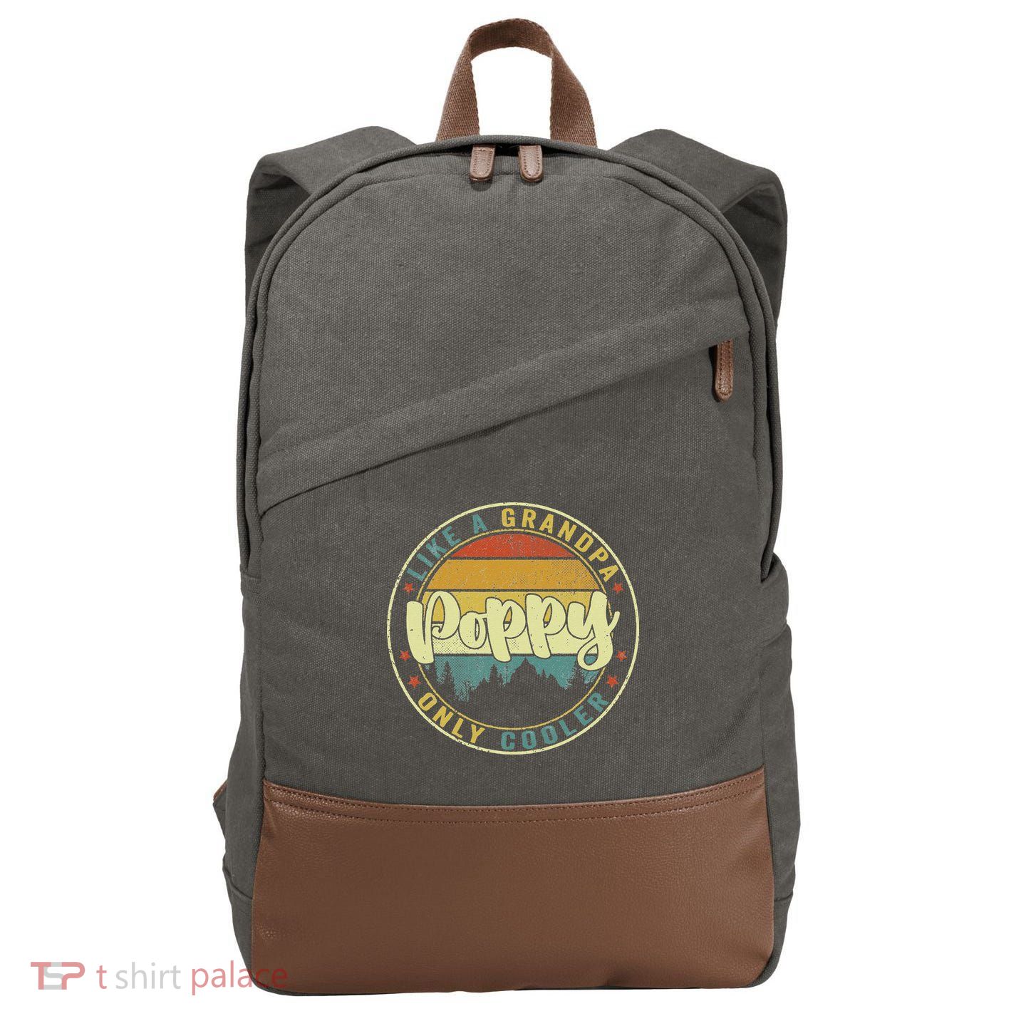 Poppy Like A Grandpa Only Cooler Funny Dad Poppy Fathers Day Cotton Canvas Backpack