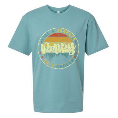 Poppy Like A Grandpa Only Cooler Funny Dad Poppy Fathers Day Sueded Cloud Jersey T-Shirt