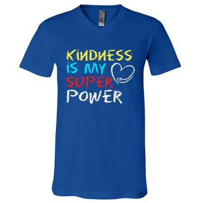 Peace Love And Happiness Kindness My Superpower Gift Design Gift V-Neck T-Shirt