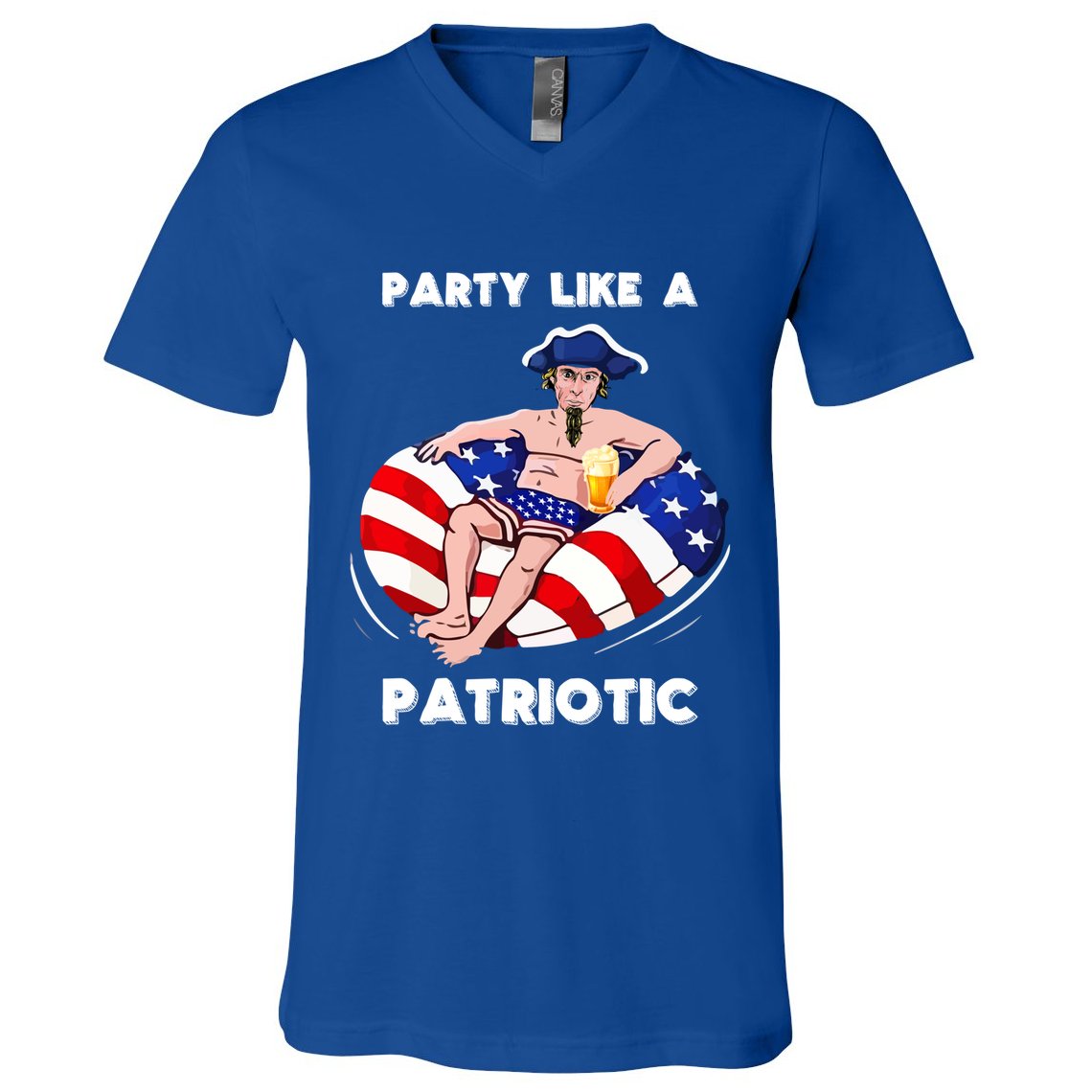 Party Like A Patriotic Beer Lover 4th Of July Pool Party Gift V-Neck T-Shirt