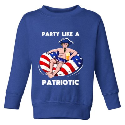 Party Like A Patriotic Beer Lover 4th Of July Pool Party Gift Toddler Sweatshirt