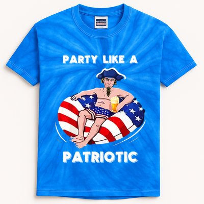 Party Like A Patriotic Beer Lover 4th Of July Pool Party Gift Kids Tie-Dye T-Shirt