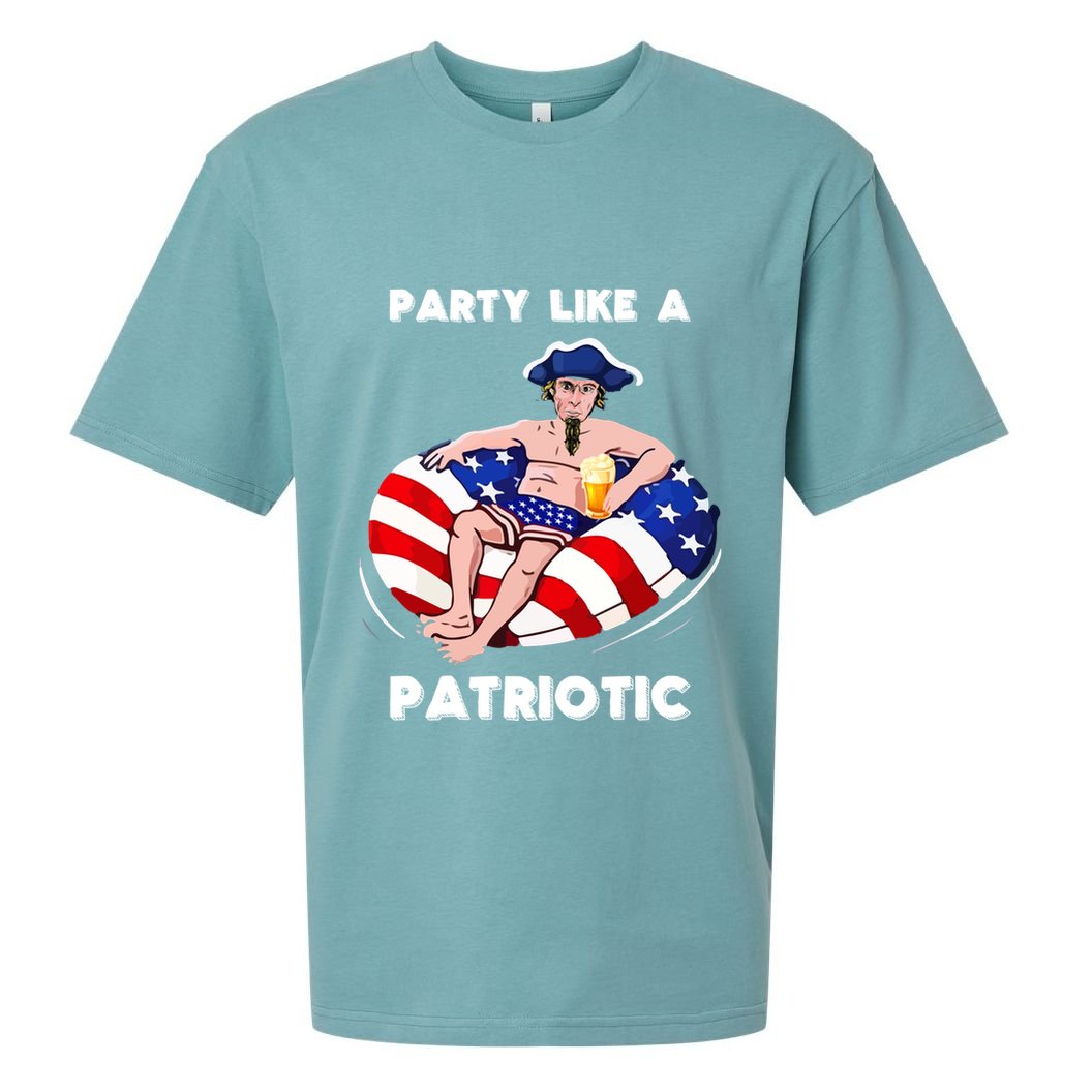 Party Like A Patriotic Beer Lover 4th Of July Pool Party Gift Sueded Cloud Jersey T-Shirt