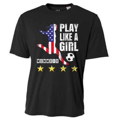 Play Like A Girl Soccer Usa United States Cooling Performance Crew T-Shirt