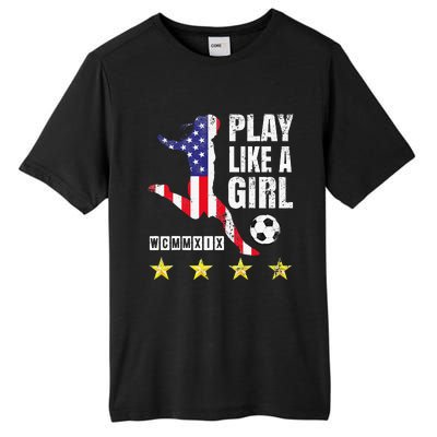 Play Like A Girl Soccer Usa United States Tall Fusion ChromaSoft Performance T-Shirt