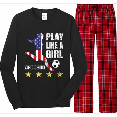 Play Like A Girl Soccer Usa United States Long Sleeve Pajama Set