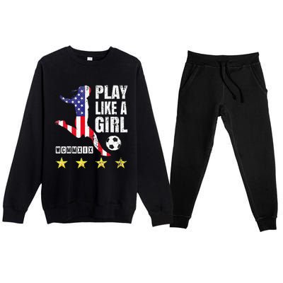 Play Like A Girl Soccer Usa United States Premium Crewneck Sweatsuit Set