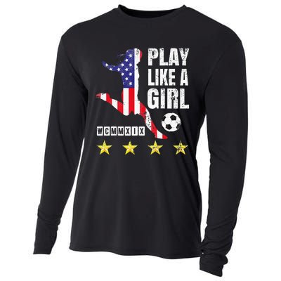 Play Like A Girl Soccer Usa United States Cooling Performance Long Sleeve Crew