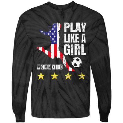 Play Like A Girl Soccer Usa United States Tie-Dye Long Sleeve Shirt