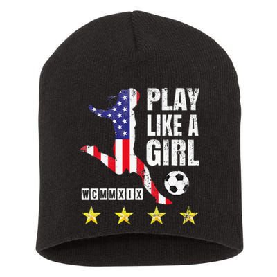 Play Like A Girl Soccer Usa United States Short Acrylic Beanie