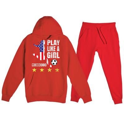 Play Like A Girl Soccer Usa United States Premium Hooded Sweatsuit Set