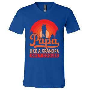 Papa Like A Grandpa Only Cooler Dad Father Definition Meaningful Gift V-Neck T-Shirt