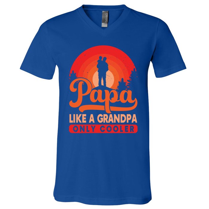 Papa Like A Grandpa Only Cooler Dad Father Definition Meaningful Gift V-Neck T-Shirt