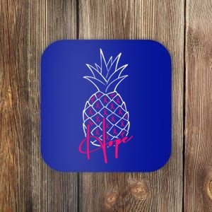 Pineapple Line Art Breast Cancer Awareness Ribbon Hope Gift Coaster