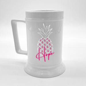 Pineapple Line Art Breast Cancer Awareness Ribbon Hope Gift Beer Stein