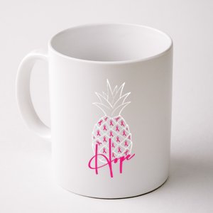 Pineapple Line Art Breast Cancer Awareness Ribbon Hope Gift Coffee Mug