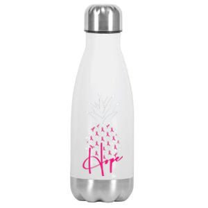 Pineapple Line Art Breast Cancer Awareness Ribbon Hope Gift Stainless Steel Insulated Water Bottle