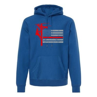 Patriotic Line American Flag Meaningful Gift Premium Hoodie