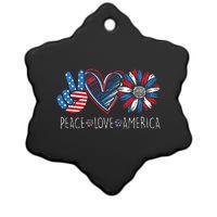 Peace Love America Daisy 4th July Patriotic US American Flag Ceramic Star Ornament