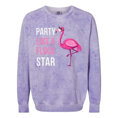 Party Like A Flock Star Pink Flamingo Colorblast Crewneck Sweatshirt