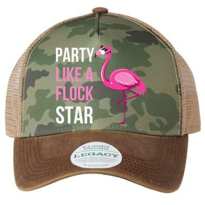 Party Like A Flock Star Pink Flamingo Legacy Tie Dye Trucker Hat