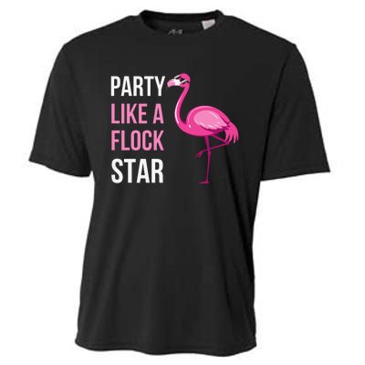 Party Like A Flock Star Pink Flamingo Cooling Performance Crew T-Shirt